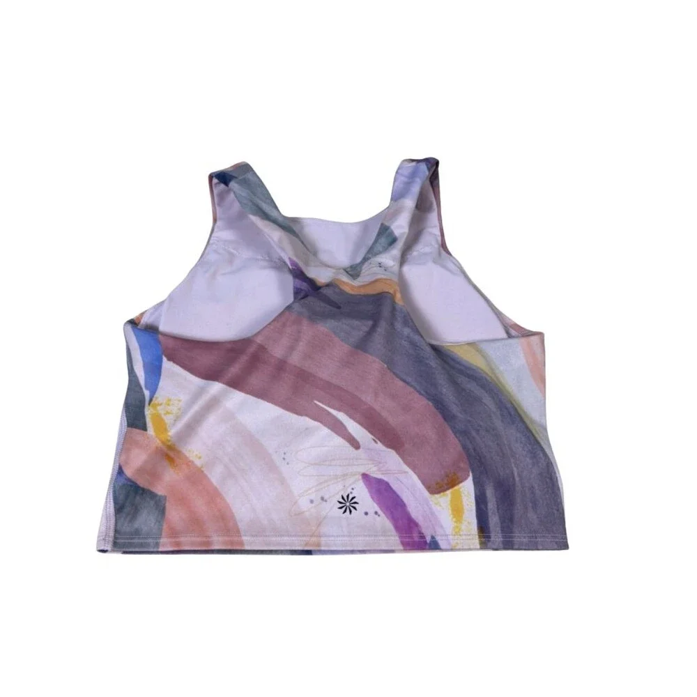 Athleta Conscious Crop Size XS Sports Bra in Vibrance Orchid Watercolor - EUC